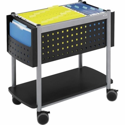 Safco Scoot Open Top Mobile File - 1 Shelf - 200 lb (90718.47 g) Capacity - 4 Casters - Steel - 28" (711.20 mm) Width x 14.8" (374.65 mm) Depth x 26" (660.40 mm) Height - Black - 1 Each  