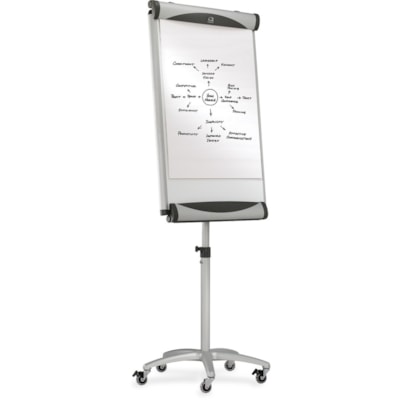 Quartet - Chevalet pour tableau effaçable à sec Euro - largeur de 27 po (685,80 mm) x hauteur de 41 po (1041,40 mm) - Surface Blanc Porcelaine - Frame Argenté Aluminium - Magnétique - 1 chaque PREMIUM  PORCELAINE DURABLE 24X41 PO  5 ROULETTES