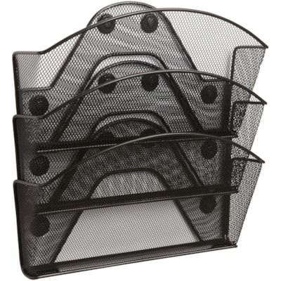 Safco Black Magic Magnetic Triple File Pocket - 3 Compartment(s) - 13.5" (342.90 mm) Height x 12.5" (317.50 mm) Width x 4" (101.60 mm) Depth - Wall Mountable - Black - Steel - 1 Box TRIPLE FILE POCKETS SET OF 3 13"W X 4 1/4"D X 13 1/2"H