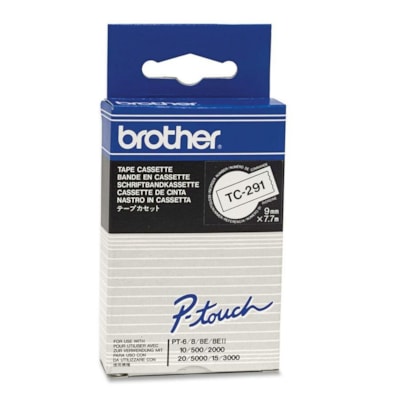 Brother - Ruban laminé P-Touch TC291 - largeur de 23/64 po (9 mm) - Brillant - Blanc - 1 chaque 9MMX7 7M  SÉRIE PTOUCH TC PT-6 PT-15 PT-20 PT-2000