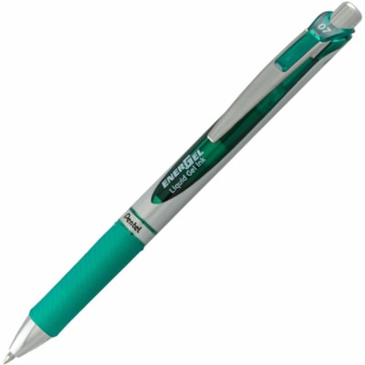 EnerGel Retractable Gel Roller, (0.7mm) Metal Tip, Green Ink - Pentel EnerGel Retractable Liquid Gel Rollerball Pen, Everyday Writing, Office Supplies, School Supplies, 0.7mm Medium Point, Green Ink ROLLER BALL PENS 