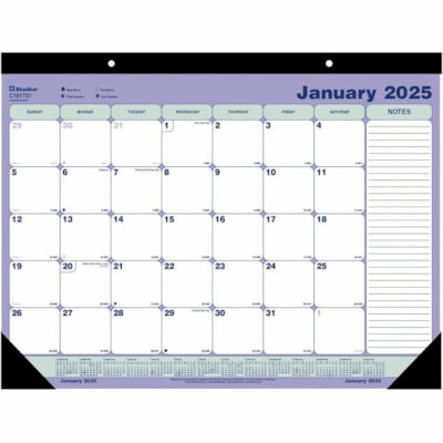 Blueline Monthly Desk Pad/Wall Calendar, 21-1/4" x 16" , English - Monthly - 1 Year - January 2025 - December 2025 - 1 Month Single Page Layout - 21 1/4" (539.75 mm) x 16" (406.40 mm) Sheet Size - 2 x Holes - Desk Pad - White - Paper, ChipboardHanging Loop, Tear-off - 1 Each  