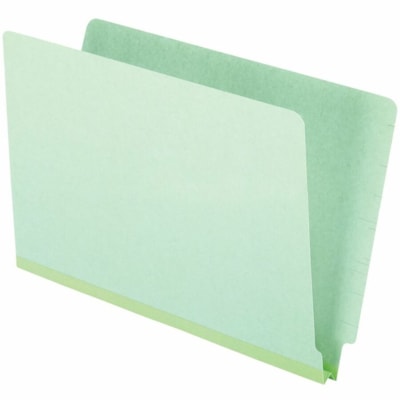 Pendaflex Straight Tab Cut Legal Recycled End Tab File Folder - 8 1/2" (215.90 mm) x 14" (355.60 mm) - 1" (25.40 mm) Expansion - End Tab Location - 25 pt. (8.80 mm) - Pressboard - Light Green - 25 / Box 1"EXP.25PT 100% REC.CLOTH GUSSET STRAIGHT CUT 3/4" TAB