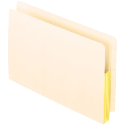 Pendaflex Legal Recycled File Pocket - 8 1/2" (215.90 mm) x 14" (355.60 mm) - 3 1/2" (88.90 mm) Expansion - End Tab Location - 11 pt. (3.87 mm) - Manila - 30% Fiber Recycled - 10 / Box TYVEK-REINFORCED GUSSETS 