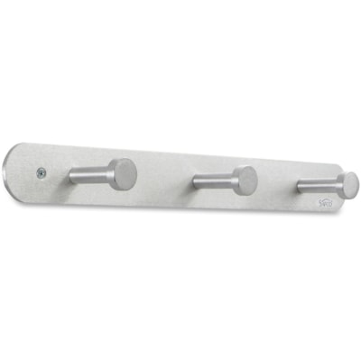 Safco Nail Head Coat Hook - 3 Hooks - 30 lb (13607.77 g) Capacity - 2" (50.80 mm) Height x 18" (457.20 mm) Width - 1" (25.40 mm) Size - for Garment - Aluminum - Silver - 1 Each ALUMINUM - SILVER FINISH 