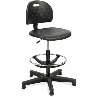 Safco Soft Tough Economy Workbench Drafting Chair - Black Seat Color - Foam, Polyurethane Seat Material - Foam Back Material - 5-star Base - Black - 1 Each SAFCO 
