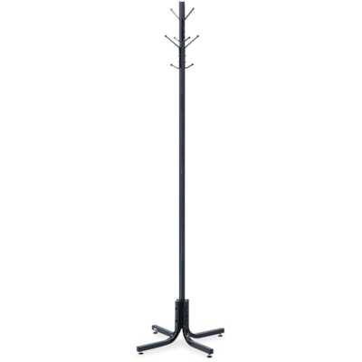 Safco 4 Double Hook Costumer - 8 Hooks - 80 lb (36287.39 g) Capacity - 70" (1778 mm) Height x 21" (533.40 mm) Width - 2.50" (63.50 mm) Size - for Garment, Hat - Steel - Black - 1 Each 21" WIDE BASE 