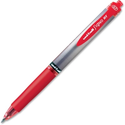 uniball(tm) SigNo RT Gel Ink Pens - 0.7 mm (0.03") Medium Pen Point - Refillable - Retractable - Red Ink - Gel-based - Red Metal Barrel - 1 Each RED RUBBER GRIP REFILLABLE GEL INK FOR SMOOTHER WRITE