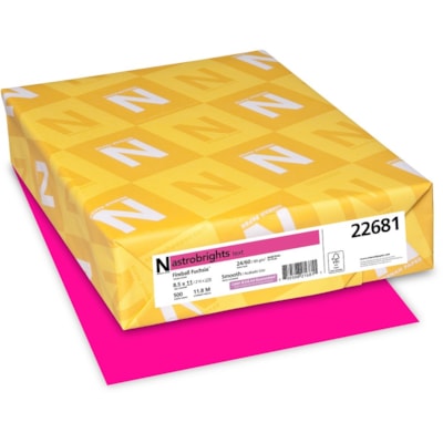 Astrobrights - Papier couleur - format lettre - 8 1/2 po (215,90 mm) x 11 po (279,40 mm) - 24 lb (10886,22 g) Poids de Base - Lisse - Sans acide, Sans lignine, Sans chlore, Heavyweight - Fuchsia boule de feu - 500 / Ramette FSC LASER JET D'ENCRE GARANTIE FIREBALL FUCHSIA