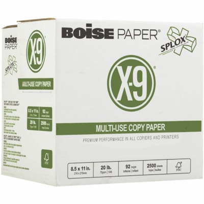 X-9 - Papier à usages multiples dans une boîte à distribution rapide SPLOX X-9 - 92 Luminosité - format lettre - 8 1/2 po (215,90 mm) x 11 po (279,40 mm) - 20 lb (9071,85 g) Poids de Base - Lisse - Sans bourrage - Blanc - 2500 / Carton PAPIER DE HAUTE QUALITÉ 8 5X11 2500 FEUIL/BTE