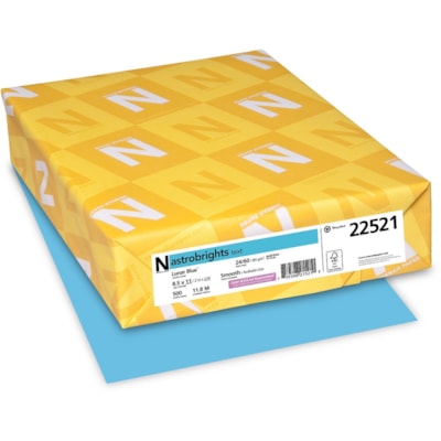 Astrobrights - Lunettes de sécurité Cambridge - format lettre - 8 1/2 po (215,90 mm) x 11 po (279,40 mm) - 24 lb (10886,22 g) Poids de Base - Lisse - Green Seal - Sans acide, Sans lignine, Sans chlore, Heavyweight - Bleu lunaire - 500 / Ramette FSC LASER JET D'ENCRE GARANTIE LUNAIRE BLEU