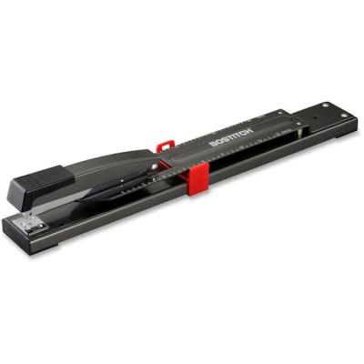 Stanley-Bostitch Long Reach Stapler - Staples Upto 20 Sheet - Holds Upto 210 Staple - Full Strip - 12" (304.80 mm) Throat Depth - Black - Metal, Rubber - 1 Each 12 IN. THROAT DEPTH 20 SHEETS CAPACITY  BLACK
