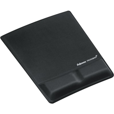 Tapis de souris Fellowes - hauteur de 0,88 po (22,35 mm) x largeur de 8,25 po (209,55 mm) x profondeur de 9,88 po (250,95 mm) Dimension - Noir - Mousse à mémoire - 1 FELLOWES  TISSU NOIR AVEC REPOSE-POIGNETS EN GEL