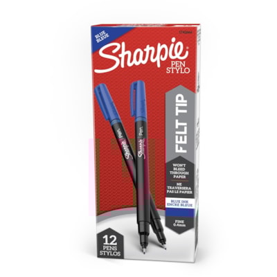 Sharpie Fine Point Pen - Fine Pen Point - Blue Ink - Silver Barrel - 1 Each WON'T BLEED THROUGH PAPER 