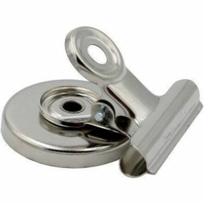 Acme United Heavy-Duty Magnetic Bulldog Clip - 1.25" (31.75 mm) Width - for Paper Clip - Magnetic - Silver, Chrome - Steel - 2 / Pack CHROME PLATED  2/CARD 