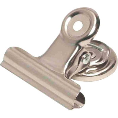 Acme United Heavy-Duty Magnetic Bulldog Clip - 1.50" (38.10 mm) Width - for Paper Clip - Magnetic - Silver, Chrome - Steel - 2 / Pack CHROME PLATED  2/CARD 