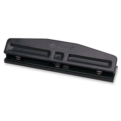 Acme United Light Duty 3-Hole Punch - 3 Punch Head(s) - 8 Sheet - 1/4" (6.35 mm) Punch Size - Round Shape - Black LIGHT DUTY 