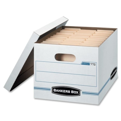 Bankers Box Light Duty Storage/File Box - External Dimensions: 15" (381 mm) Width x 12" (304.80 mm) Depth x 10" (254 mm) Height - Media Size Supported: Letter, Legal - Lift-off Closure - Light Duty - Stackable - White - For File - Recycled - 1 Each WHITE EXTERIOR 50% PCW REMOVABLE LID FELLOWES
