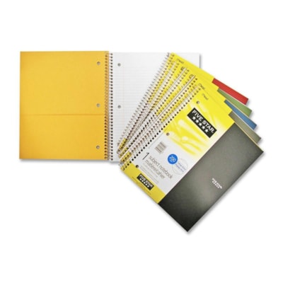 Hilroy One Subject Notebook - 100 Sheets - Wire Bound - 8 1/2" (215.90 mm) x 11" (279.40 mm) Sheet Size - Assorted Paper - Poly Cover - Subject, Spiral Lock, Pocket Divider, Perforated, Durable Cover, Tear Resistant - 1 Each 11" SIZE  100 COUNT 
