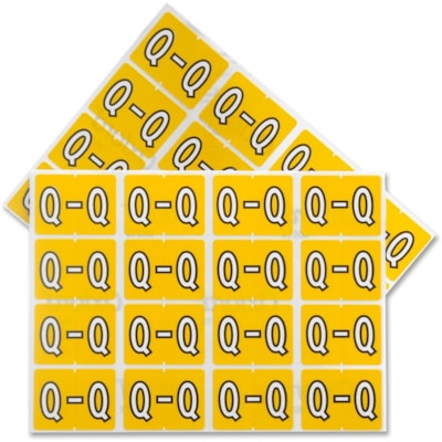 Pendaflex - Étiquettes de classement A-Z End Tab - Alphabet - largeur de 1 1/4 po (31,75 mm) x longueur de 15/16 po (23,81 mm) - Rectangulaires - Jaune - Autocollant - 240 / emballage COMPATIBLE DATAFILE RENFORCÉ DE MYLAR  EMBALLAGE DE 240