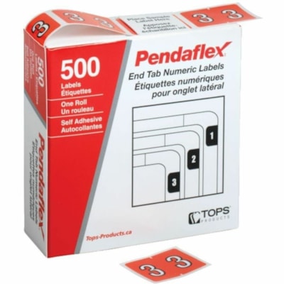 Pendaflex Numeric End Tab Filing Labels - #3 - "Number" - 1 1/4" (31.75 mm) Width x 15/16" (23.81 mm) Length - Rectangle - Dark Orange - Self-adhesive - 500 / Box DATAFILE COMPATIBLE MYLAR LAMINATED