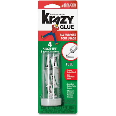 Elmer's Single-Use Tube Krazy Glue - 0.02 fl oz (0.50 mL) - 1 Each 4PK FOR GLUEING PLASTIC METAL RUBBER & GLASS