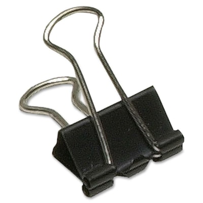 Acme Sure-Grip Triangular Fold Back Binder Clip 3/4" wide (3/8" capacity) - 0.75" (19.05 mm) Width - 0.4" (9.53 mm) Size Capacity - Black - Steel - 12 / Pack 12 PER PK  BLACK 