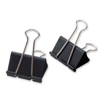 Acme Sure-Grip Triangular Fold Back Binder Clip 2" wide (1" capacity) - 2" (50.80 mm) Width - 1" (25.40 mm) Size Capacity - Black - Steel - 12 / Pack 144 PER BOX  BLACK 