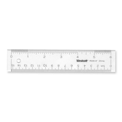 Acme United Office Desk Acrylic Ruler - 6" (152.40 mm) Length - Metric, Imperial Measuring System - Acrylic - Clear - 1 Each  