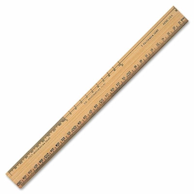 Acme United Plain Edge Double Bevel School Ruler - 12" (304.80 mm) Length - Wood - 1 Each PLAIN EDGE 