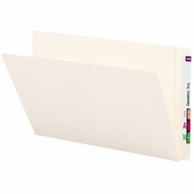 Smead Shelf-Master Straight Tab Cut Legal Recycled End Tab File Folder - 9 1/2" (241.30 mm) x 14 5/8" (371.48 mm) - 3/4" (19.05 mm) Expansion - 2 Plys - Ivory - 10% Recycled - 50 / Box STRAIGHT-CUT EXTENDED TAB LEGAL SIZE/IVORY