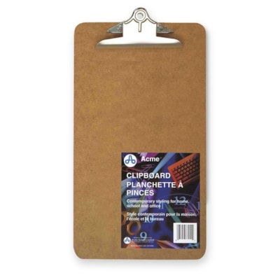 Acme United Deluxe Masonite Clipboard With Hinges - 8 1/2" (215.90 mm) x 14" (355.60 mm) Sheet Size - Hardboard, Masonite - Brown - 1 Each 9" X 15" 