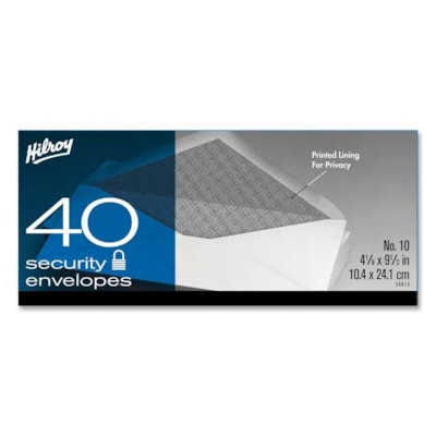 Hilroy High Count Boxed Envelope - Commercial - #10 - 4 1/8" (104.78 mm) Width x 9 1/2" (241.30 mm) Length - 20 lb (9071.85 g) - Gummed - 1 / Box 40/PK BLUE LINED SECURITY ENVELOPES