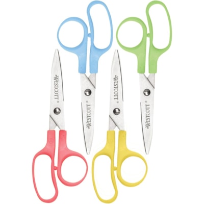 Acme United Kleencut Large Pointed Finger Bow Scissor - 5" (127 mm) Cutting Length - Pointed Tip - 1 Each FLUORESCENT COLOUR HANDLES 