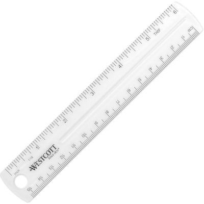 Acme United English Standard Ruler - 6" (152.40 mm) Length - Imperial Measuring System - Plastic - Clear - 1 Each  