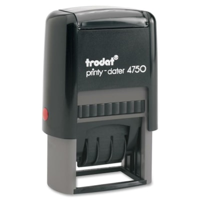 Trodat 4750 Self Inking Stamp - Message/Date Stamp - PAID/WINDOW - Blue, Red - Plastic Plastic - 1 Each RED/BLUE PAD 