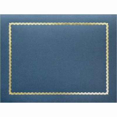 St. James® Classic Linen 83434 Letter Certificate Holder - 8" (203.20 mm) x 10" (254 mm), 8 1/2" (215.90 mm) x 11" (279.40 mm), 8 17/64" (210 mm) x 11 11/16" (297 mm) - Linen, Cover Stock - Navy Blue, Gold Foil - 5 / Pack  CLASSIC NAVY RECYCLED W/ 30% PCW