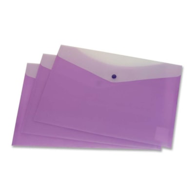 VLB Letter Vinyl File Pocket - 8 1/2" (215.90 mm) x 11" (279.40 mm) - 2 Front & Back Pocket(s) - Polypropylene - Grape - 1 Each BUTTON CLOSURE VLB