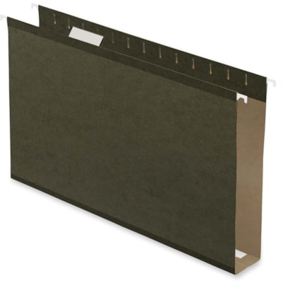 Pendaflex Legal Recycled Hanging Folder - 2" (50.80 mm) Folder Capacity - 8 1/2" (215.90 mm) x 14" (355.60 mm) - Standard Green - Acid-free - 10% Recycled - 25 / Box PENDAFLEX REINFORCED 2" BOTTOM