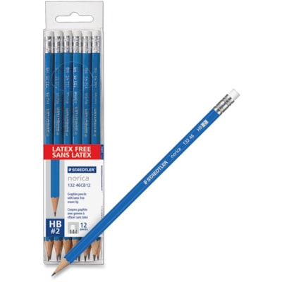 Staedtler Norica HB Pencil - Wood Barrel - 12 / Box GRAPHITE  LATEX FREE ERASER 