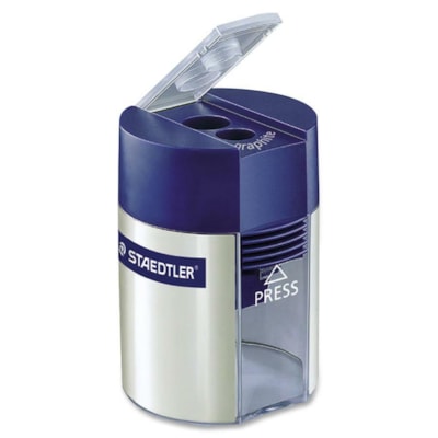 Staedtler Double-hole Tub Pencil Sharpener - 2 Hole(s) - Plastic - 1 Each METAL W/TRANSPARENT PLASTIC SHAVINGS CONTAINER