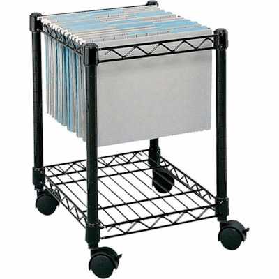 Safco Compact Mobile File Cart - 1 Shelf - 4 Casters - Steel - 15.5" (393.70 mm) Width x 14" (355.60 mm) Depth x 19.5" (495.30 mm) Height - Black - 1 Each  