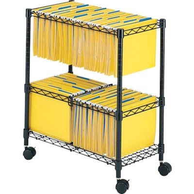 Safco - Chariot à dossiers roulant à 2 niveaux - 300 lb (136077,71 g) Capacité - 4 Roulette - Acier - largeur de 25,8 po (654,05 mm) x profondeur de 14 po (355,60 mm) x hauteur de 29,8 po (755,65 mm) - Noir - 1 chaque NOIR  2 NIVEAUX  SAFCO 24-3/4"L X 13-7/8"P X 29-3/4"H