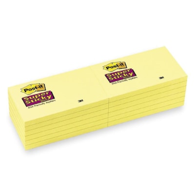 Post-it® Super Sticky Adhesive Notes - 3" (76.20 mm) Flag/Note Width x 5" (127 mm) Flag/Note Length - Rectangle - Canary Yellow - 1 Each 3X5 CANARY YELLOW 