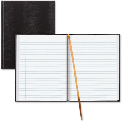 Blueline Hardbound Executive Journal - 150 Sheets - Perfect Bound - Ruled Margin - 11" (279.40 mm) x 8 1/2" (215.90 mm) Sheet Size - White Paper - Black Cover - Hard Cover - Recycled - 1 Each PERFECT BINDING  HARD COVER RIBBON BOOKMARK  10-3/4X8-1/2