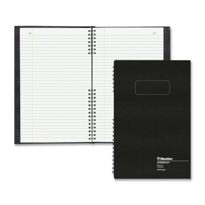 Blueline 790 Series Account Record Book - 300 Sheet(s) - Twin Wirebound - 7 7/8" (20 cm) x 12 1/2" (31.8 cm) Sheet Size - White Sheet(s) - Black Cover - Recycled - 1 Each 300 NUMBERED PAGES  RECORD HARD BLACK COVER
