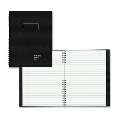 Blueline Accounting Record Book - 200 Sheet(s) - Twin Wirebound - 7 11/16" (19.5 cm) x 10 1/4" (26 cm) Sheet Size - White Sheet(s) - Black Cover - Recycled - 1 Each HARD BLK CVR W/TWN WIRE BINDNG 200 NUMBERED PG INCL.TABS&INDX