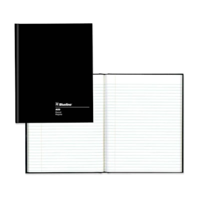 Blueline Hard Cover Composition Book - 144 Pages - Perfect Bound - Ruled Margin - 9 1/4" (234.95 mm) x 7 1/4" (184.15 mm) Sheet Size - White Paper - Black Cover - Hard Cover - Recycled - 1 Each RULED W/ MARGIN STIFF VINYL- COATED COVER BLUELINE