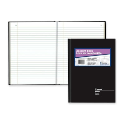 Blueline 82 Series Accounting Book - 112 Sheet(s) - Perfect Bind - 7 11/16" (19.5 cm) x 10 1/4" (26 cm) Sheet Size - White Sheet(s) - Black Cover - Recycled - 1 Each 100P STIFF BLK COVER WHT PAPER 30 LINES 50% RECYCLED BLUELINE
