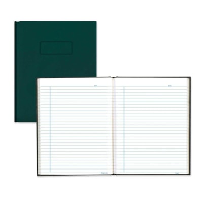 Blueline College Ruled Composition Book - 192 Pages - Perfect Bound - Blue Margin - 9 1/4" (234.95 mm) x 7 1/4" (184.15 mm) Sheet Size - White Paper - Green Cover - Hard Cover, Self-adhesive, Index Sheet - Recycled - 1 Each STIFF VINYL COVER REINFORCED HINGE RULED W/ MARGIN 192 PAGE